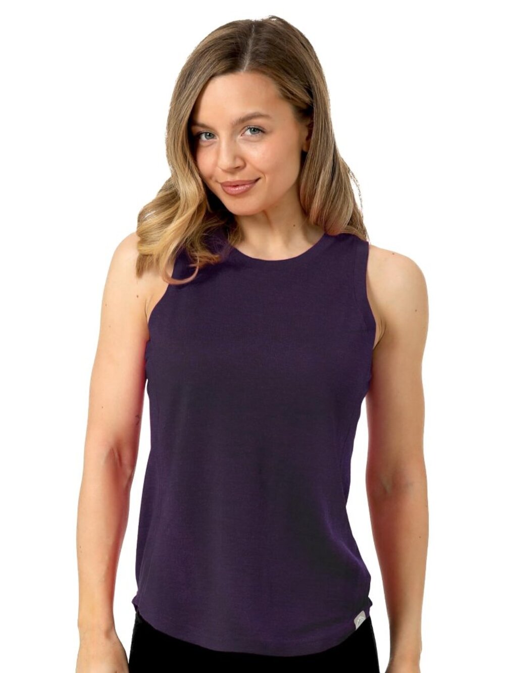 Merino.tech Merino Wool Tank Top Women - Dark Purple Highneck